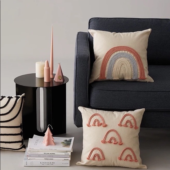 Rainbow cushion throw pillow COVER home decor rope embroidery living room chair - Picture 2 of 2